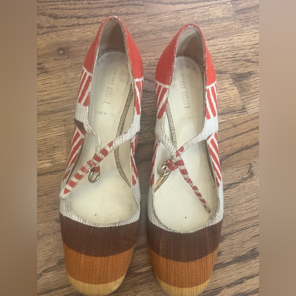 Miu Miu Women's Red and Brown Shoes Size 36.5